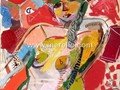 ART-CONTEMPORAIN-MODERNE.-merello.-desnudo en rojos (100x81 cm)mixta-lienzo 