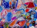ART-CONTEMPORAIN-MODERNE.-merello.-mujer de porcelana azul (81x100 cm) mix media on canvas 