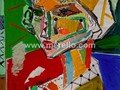 ART-CONTEMPORAIN-MODERNE.-merello.-retrato de mujer con turbante amarillo (73x54 cm) mix media on table 